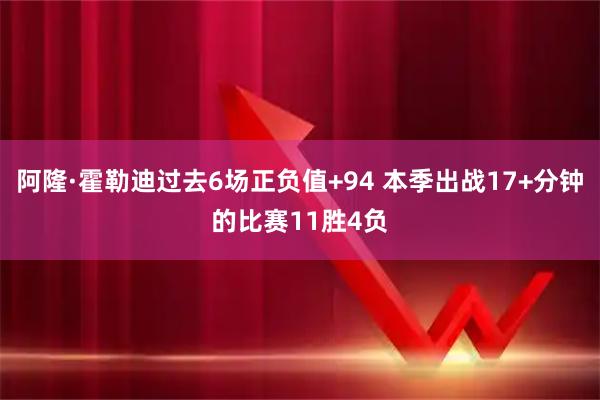 阿隆·霍勒迪过去6场正负值+94 本季出战17+分钟的比赛11胜4负